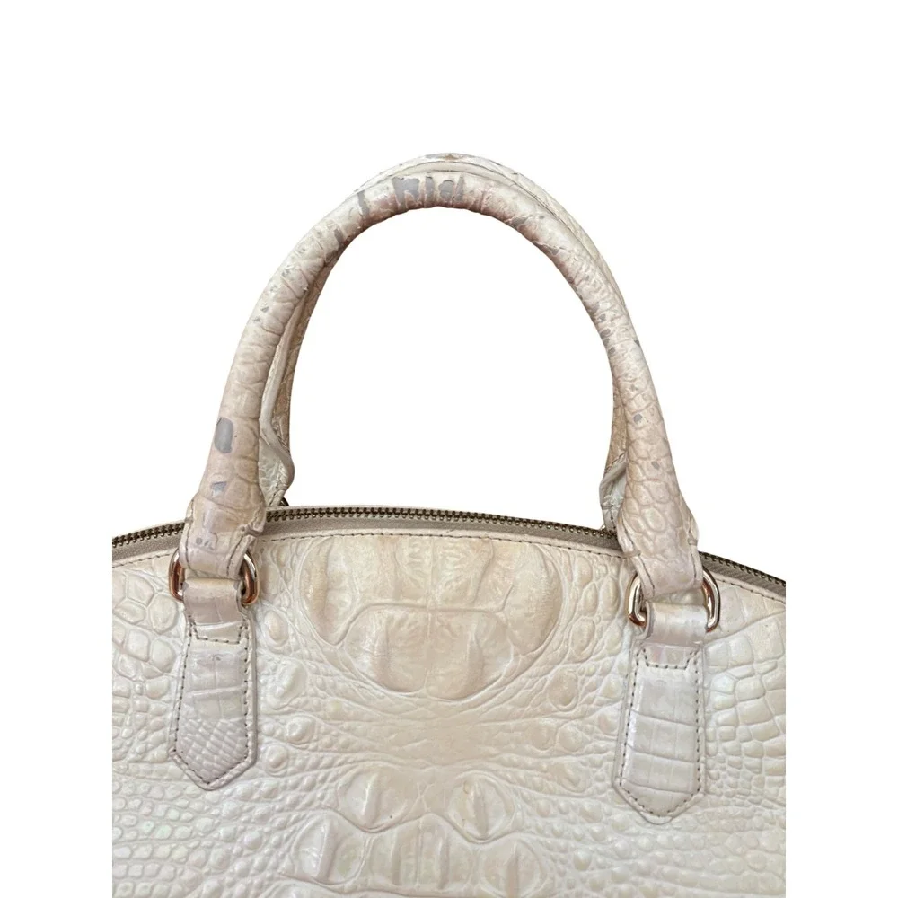 Brahmin Duxbury Satchel Iridescent Cream Croc Embossed Leather Handbag